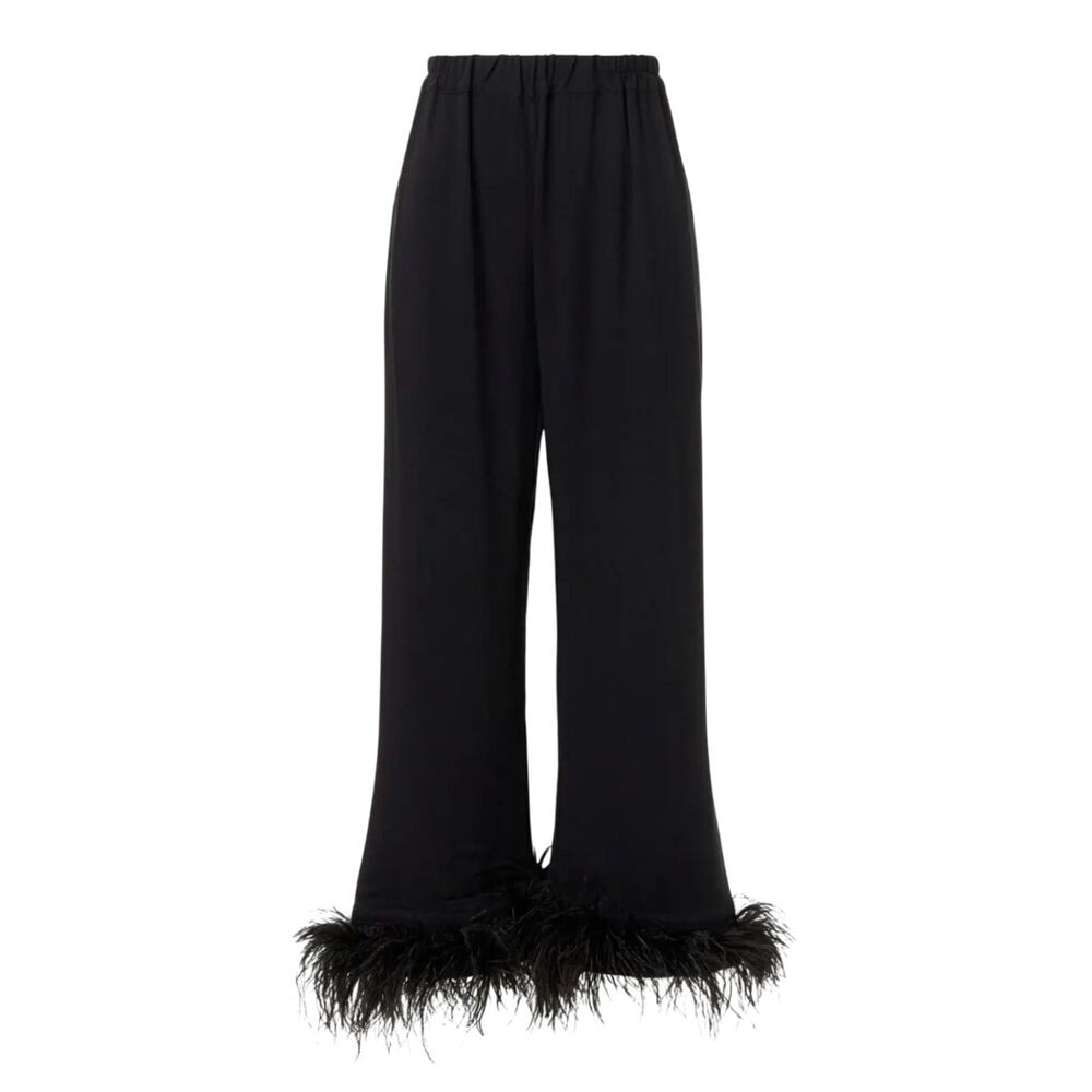 Sleeper Party Pajama Pant With Feathers In Black, Size Xs